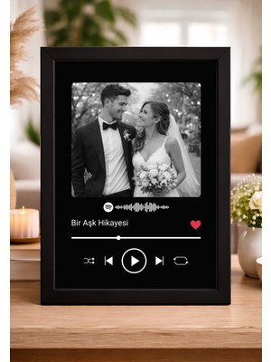 Woisco Kişiye Özel Hediye Spotify Tablo, Müzik Kapağı Çerçeveli Poster Tablo, Spotify Barkodlu