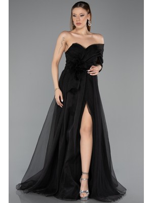 Abiyefon Tek Omuz Bacak Dekolteli Uzun Abiye Elbise ABU5528