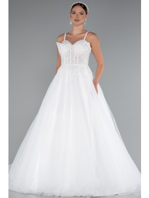 Abiyefon Taşlı Balen Korse Detay Uzun Prenses Gelinlik ABG134