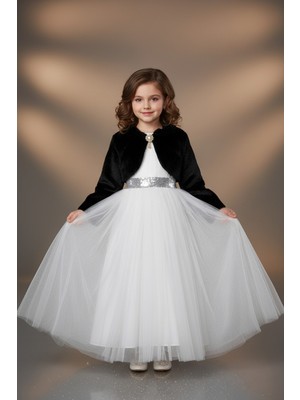 Abiyefon Kız Çocuk Kürklü Kısa Bolero Ceket ABK2467