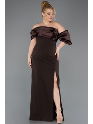 Abiyefon Bacak Dekolteli Uzun Büyük Beden Abiye Elbise ABU5047