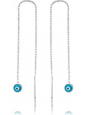 Marsilyan 925 Ayar Gümüş Nazar Zincirli Küpe EA1160040 (72)