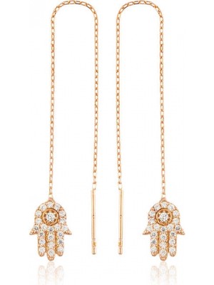 Marsilyan 925 Ayar Gümüş Zincirli Fatma Ana Eli Küpe EA1160050 (72)