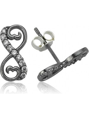 Marsilyan 925 Ayar Gümüş Kalpli Sonsuzluk Çivili Küpe EA0710004 (72)