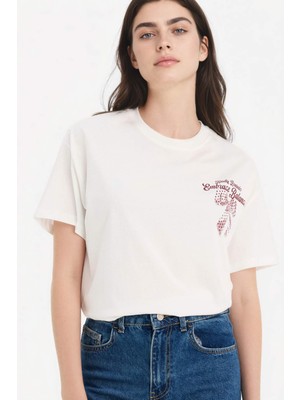 DeFacto Oversize Bisiklet Yaka Baskılı Kısa Kollu Tişört G5906AX26SP