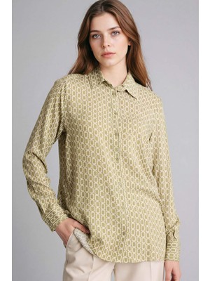 DeFacto Loose Fit Gömlek Yaka Baskılı Uzun Kollu Tunik T0609AZ26SP