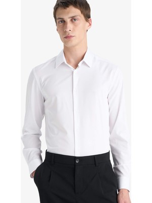 DeFacto Nefes Alabilir Kolay Ütülenebilir Slim Fit Basic Gömlek F9884AX26SP