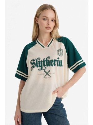 DeFacto Harry Potter Oversize Polo Yaka Baskılı Kısa Kollu Tişört G0832AX26SP