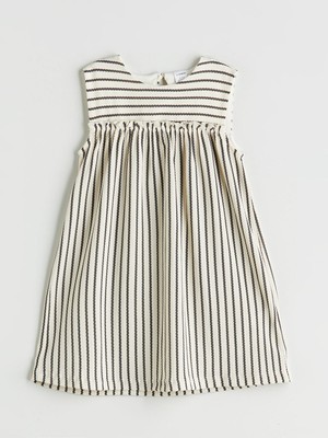 Lc Waikiki Yeni Sezon Bisiklet Yaka Çizgili Kız Çocuk Elbise