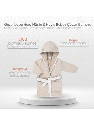 Storemax Hero Müslin & Havlu Bebek Çocuk Bornozu 2-4 Yaş