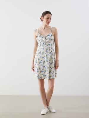 Lc Waikiki Yeni Sezon Kare Yaka Baskılı Mini Elbise