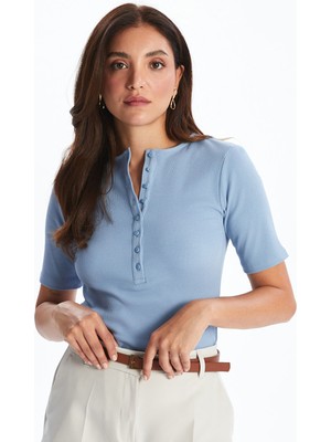 Lc Waikiki Yeni Sezon Bisiklet Yaka Dokulu Kadın Tişört