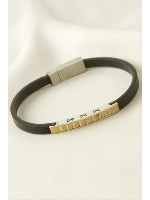 Marsilyan Burgulu Deri Çelik Bileklik
