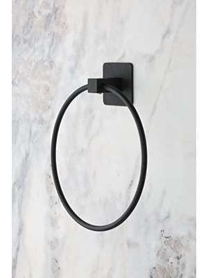 Storemax Banyo Yapışkanlı Siyah Kare Yuvarlak Havluluk Havlu Askısı