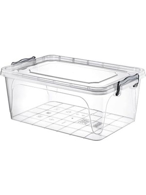 Storemax Dikdörtgen Şeffaf Plastik Erzak Saklama Kabı, Kapaklı, Istiflenebilir Depolama Kutusu (1 Adet, Şeffaf, 15 L)