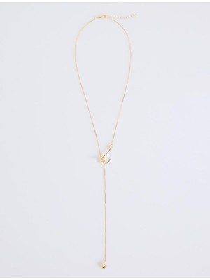 Jimmy Key Altın Rengi Burgu Figürlü Uzun Ayarlanabilir Kolye