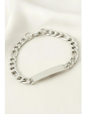 Marsilyan Künye Çelik Bileklik (Isim Yazılabilir) 3,5 cm