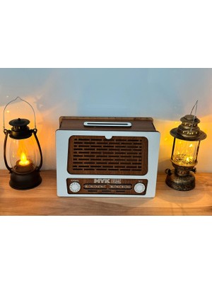 MYK Hediye ve Sanat Atölyesi Ahşap Dekoratif Radyo Kumbara Stüdyo Saray