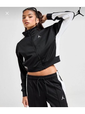 Nike Jordan Knit Colorblock Comfortable Full-Zip Tam Boy Fermuarlı Siyah Kadın Sweatshirt FV7104-010