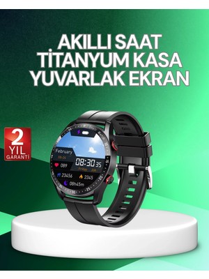 Twin Store Akıllı Saat Titanyum Kasa Yuvarlak Ekran Alarm Uyku ve Sağlık Takibi Titreşimli