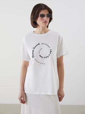 Lc Waikiki Yeni Sezon Bisiklet Yaka Baskılı Kadın Tişört