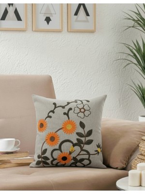 Aurevia - 2 Adet- Çicek Nakışlı Kırlent Kılıfı Yaz Sezonu