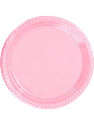 Genel Tedarik Pembe Plastik Tabak 25 Adet 22 cm