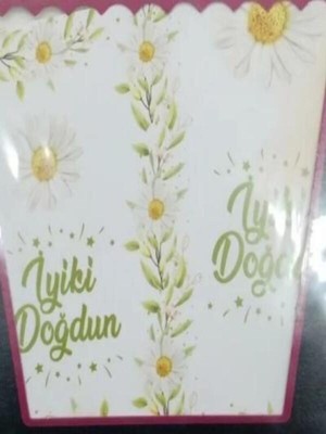 Genel Tedarik Mutlu Anılar Parti Evi 8li Papatya Desenli Popcorn