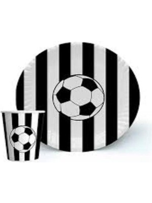 Genel Tedarik Futbol Çizgili Tabak Bardak Seti