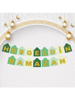 Genel Tedarik Karton Yazı Hoşgeldin Ramazan Banner Yeşil Temalı