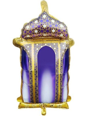 Genel Tedarik Mor Gold Fener Ramazan Folyo Balon Islami Motifli Kandil Süsü 40X30 cm