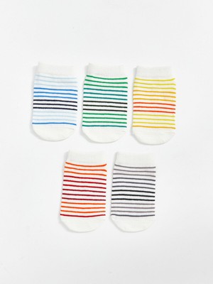 Lc Waikiki Yeni Sezon Çizgili Erkek Bebek Patik Çorap 5'li