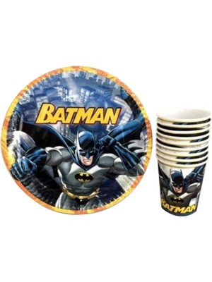 8'li Batman Baskılı Tabak Bardak