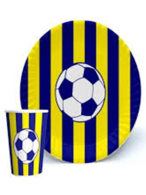 Genel Tedarik Futbol Çizgili Tabak Bardak Seti