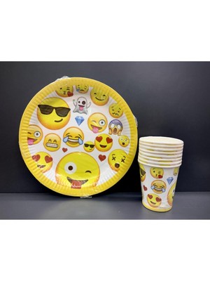 Emojili Karton Tabak Bardak Parti Seti