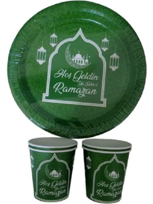 Dizayn Parti Evi Hoş Geldin Ya Şehri Ramazan Tabak Bardak 8 Adet