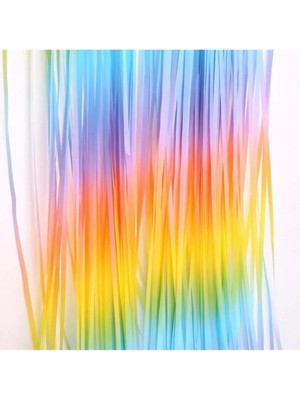 Genel Tedarik Makaron Gökkuşağı Arka Fon Kapı Perdesi Püskülü 100X200 cm