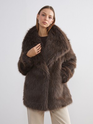 Lc Waikiki Yeni Sezon Ceket Yaka Oversize Kadın Kürk Mont