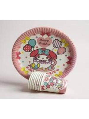 My Melody Temalı Tabak ve Bardak Seti 8 Kişilik Parti Seti