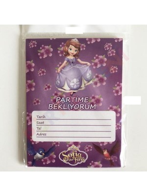 10 Adet Mor Sofia Davetiye Doğum Günü Kız Parti Malzemesi