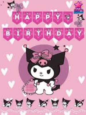 Kuromi Happy,mymelody Birthday Banner