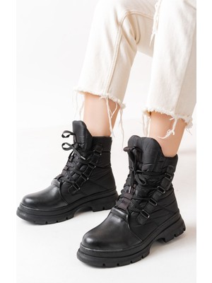 I Love Shoes Tilyon Siyah Bağcıklı Su Geçirmez Kadın Kar Botu
