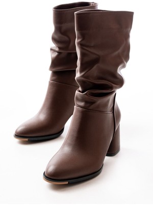 I Love Shoes Cyrone Kahverengi Topuklu Körüklü Günlük Kadın Bot