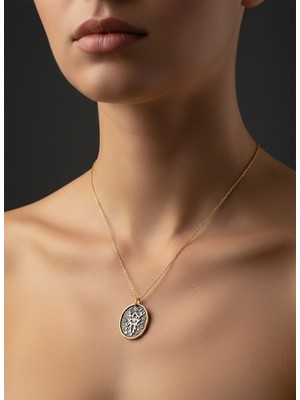 G&A Jewels Gizemli Güç 925 Ayar Gümüş Oksitli Yaldız (Altın) Kaplama Gümüş Kolye