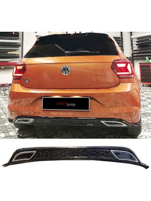 Özgürce Sport Difüzör ve Krom Egzos, Piano Black, Abs Plastik, Vw Polo Mk6 2018