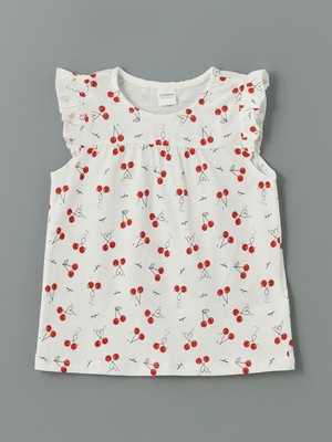 Lc Waikiki Yeni Sezon Kiraz Baskılı Kız Çocuk Pijama Üst