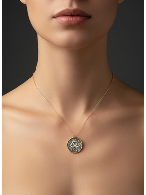 G&A Jewels Koruyucu Bakış 925 Ayar Oksitli Yaldız (Altın) Kaplama Gümüş Kolye