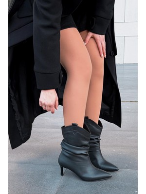 I Love Shoes Veluxe Kadın Topuklu Bot Siyah Mat Deri