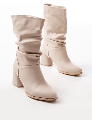 I Love Shoes Cyrone Bej Topuklu Körüklü Günlük Kadın Bot