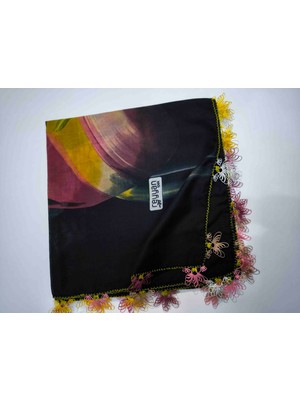 Cenk Reyyan Ipek El Yazması – El Yapımı Iğne Oyası Işlemeli Çok Renkli Çiçek Motifli Şık Yazma